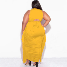 Plus Size Sleeveless Tassel Tight 2 Piece Skirts Set NNWF-7990