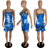 Sexy Slim Butterfly Print Camisole Dress LSL-6434