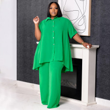 Plus Size Solid Color Loose Two Piece Pants Set NNWF-7994