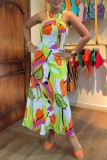 Casual Print Sleeveless Long Dress OD-8704