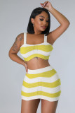 Stripe Contrast Color Knits Two Piece Skirts Set GDYF-6689