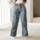 Fashion Denim Multi-Pocket Wide Leg Jeans WAF-77660