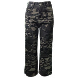 Camouflage Straight Leg Jeans WAF-77658
