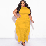 Plus Size Sleeveless Tassel Tight 2 Piece Skirts Set NNWF-7990