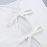 Fashion Sleeveless Tie Up Hollow Tops FL-YY24068