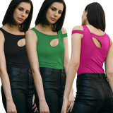 Solid Color Strapless Skinny Hollow Out Top MZ-2841