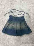 Casual Washed Denim Pleated Skirt TR-1303