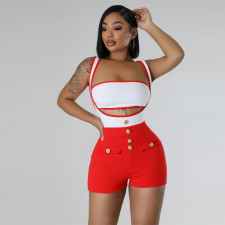  Sleeveless Tube Tops Strappy Romper Sexy Two-piece Set MUE-8062