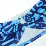 Sexy Print Wrap Tops And Tassel Skirt 2 Piece Set CYA-901138