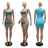 Sexy Sleeveless See Through Hot Drill Mini Dress CYA-901132