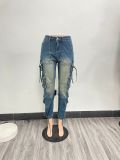 Denim Vintage Low Waist Zipper Jeans NYF-8162