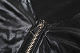 Zipper PU Leather Tank Top Casual Pants Set XEF-45739
