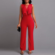 Ruffled Sleeveless Straight Leg Jumpsuit YF-5083