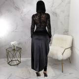 Lace Long Sleeve Jumpsuit And Tie Up Skirt Suit YF-10720