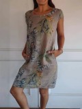 Plus Size Loose Short Sleeve Print Dress GYSM-W0746