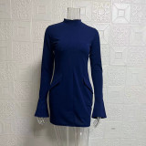 Solid Color Flare Sleeve Midi Dress GYSM-W0720