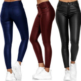 Solid Color PU Leather Pencil Pant GYSM-W0313