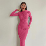 Solid Color Long Sleeve Slim Maxi Dress GYSM-W0723
