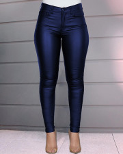Solid Color PU Leather Casual Pencil Pants GYSM-W0314