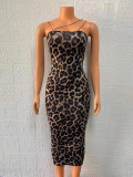 Sling V Neck Print Midi Dress GYSM-W0253