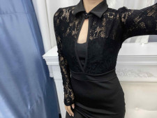 Lace Splicing Long Sleeve Bodycon Dress GYSM-W0535