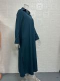 Solid Color V Neck Loose Long Dress GYSM-W0724