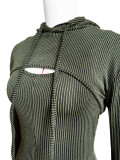 Long Sleeve Hooded Sling Vest 3 Piece Short Set HHF-24068