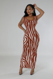 Zebra Print Backless Two Wear Long Dress SFY-2768