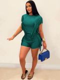 Summer Solid Color Tassel Two Piece Shorts Set AIL-270