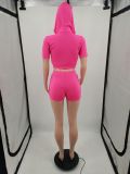 Solid Color Fashion Hoodies Shorts Two Piece Set YIM-074