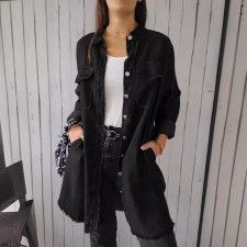 Plus Size Fashion Loose Lapel Denim Jacket GYAN-9093