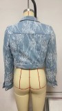 Casual Loose Floral Lace Denim Jacket GYAN-16802
