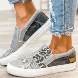 Snake Print Colorblocked Flat Canvas Shoes GYUX-6468