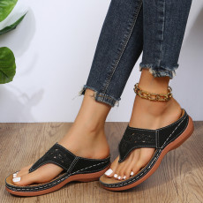 Hollowed Out Thick Bottom Clip Toe Sandal Slippers GYUX-241