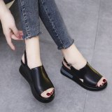 Muffin Thick Bottom Slope Heeled Shoes GYUX-7899