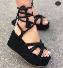 Copy Strappy Slope Heel Thick Sandals GYUX-a050