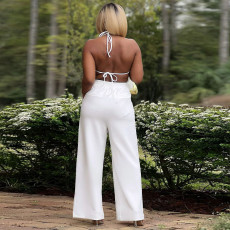 Sexy Backless Lace Up Long Top Two Piece Pants Set YF-10722