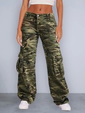 Camouflage Print Multi-pocket Loose Jeans GZHY-PD08264
