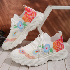 Casual Floral Print Flyknit Breathable Sneakers GYUX-2125
