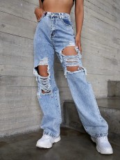 Fashion Denim Holes Loose Jeans GZHY-PD08256