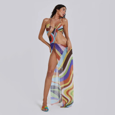 Sexy Colorful Tie Up Split Maxi Dress GZJQ-K24D44806