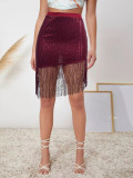 Sequin Tassel Irrgular Half Body Skirt GFMA-0137