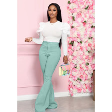 Solid Color Woven Flared Two Pants Set KSN-8018