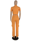 Short Sleeve Solid Color 2 Piece Pants Set YH-5316