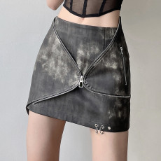 Fashion Zipper Patchwork Slim Skirt XEF-45660