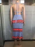 Sexy Knits Halter Vest And Sport Two Piece Skirt Set OSM-4459