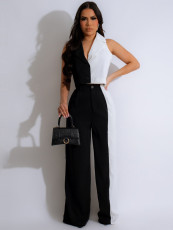 Color Block Small Suit Vest 2 Piece Pants Set MIL-125