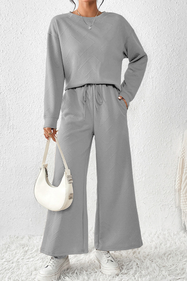 Solid Color Long Sleeve Sport Two PIece Pants Set ME-Q24S8524