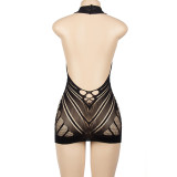 Mesh Halter Backless Erotic Lingerie Mini Dress GAXB-A071DS