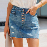 Casual Single-breasted Denim Half Skirts GKNF-TSQ-043